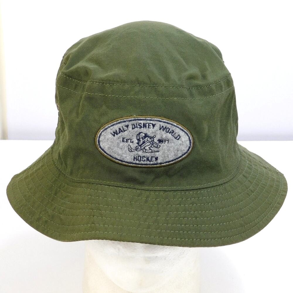 Vintage Walt Disney World Hockey Bucket Hat Mickey Mouse Green Nylon OSFA